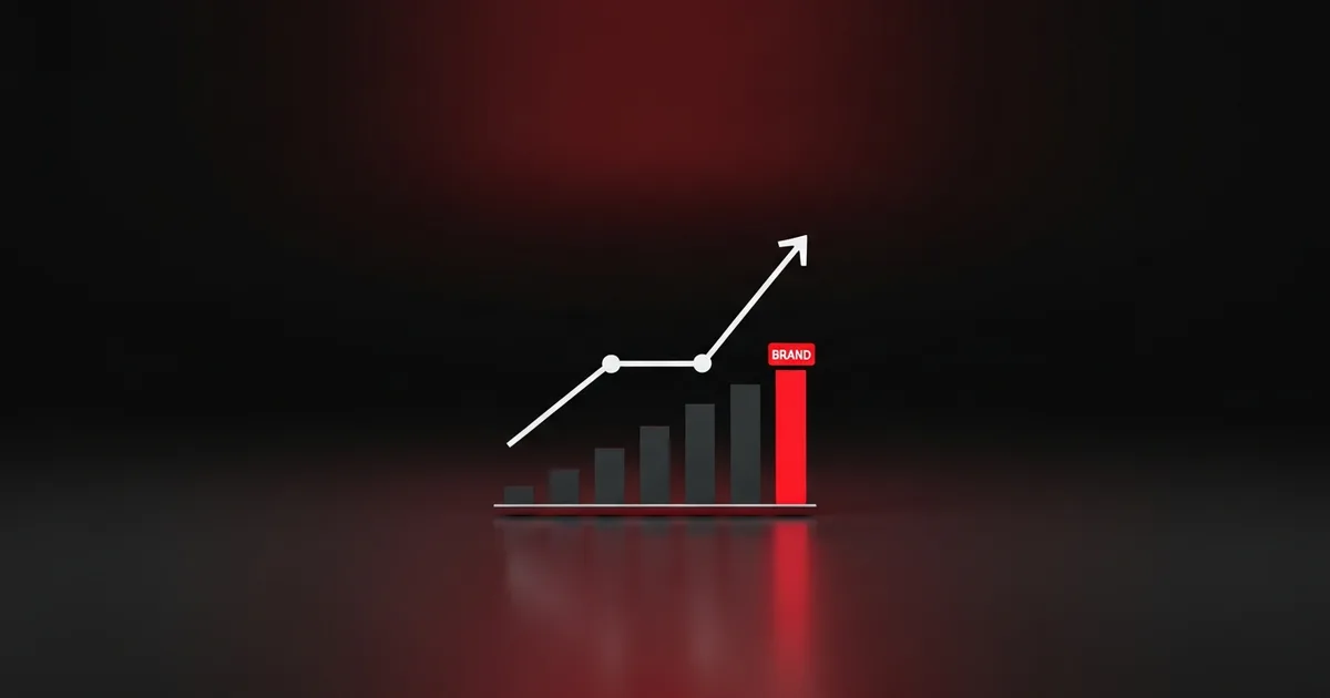 Abstract Service VIN brand illustration: a rising line above a small bar chart with one bar highlighted in brand red, evoking recurring revenue building month over month.